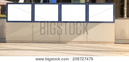 Train station Billboard Blank White Isolated Clipping Path Outdoors Ad Space Advertisement