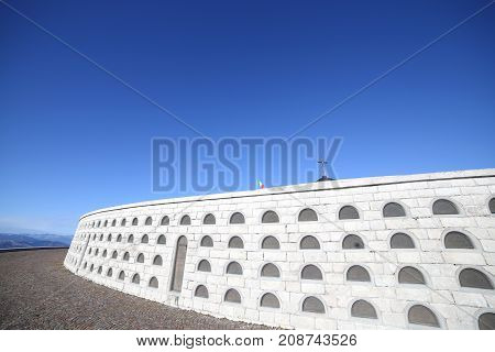 Vicenza, Vi, Italy - December 8, 2015: War Memorial Of First War World Called Ossario Del Monte Grap
