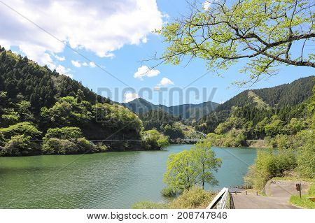Landscape of Lake Midori in Aichi, Japan.