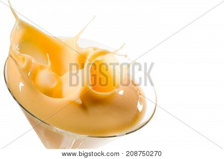 advocaat egg liqueur splashing isolated on white background clipping path included
