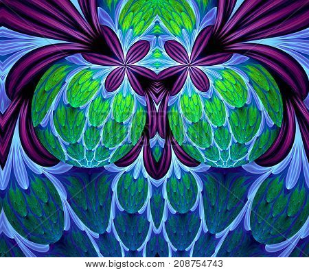 Computer generated fractal artwork with lillium flower