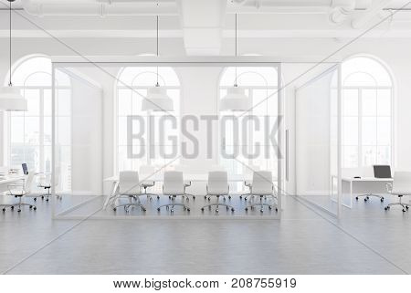 White And Glass Office, Meeting Room Close Up