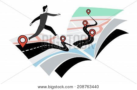 Roadmap illustration or infographic for using in business area to explain how things work