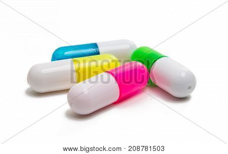 capsules macro concept isolated on white background