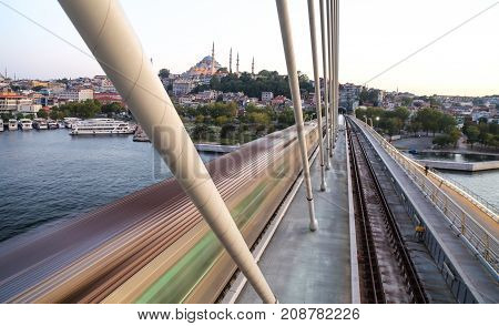 Golden Horn Metro Bridge In Istanbul, Turkey