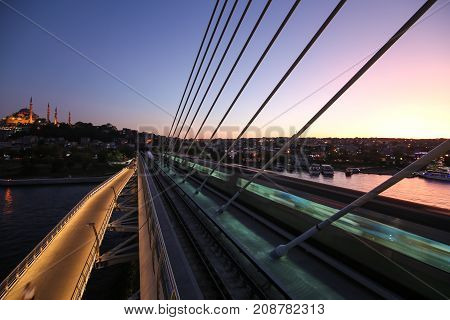 Golden Horn Metro Bridge In Istanbul, Turkey
