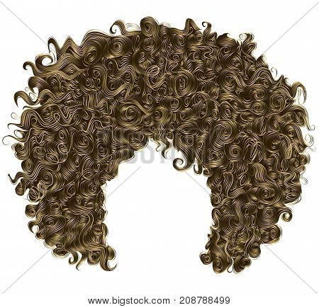 brown blonde trendy curly hair . realistic 3d . spherical hairstyle . fashion beauty style .