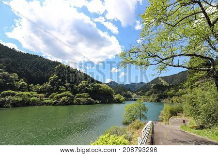 Landscape of Lake Midori in Aichi, Japan.