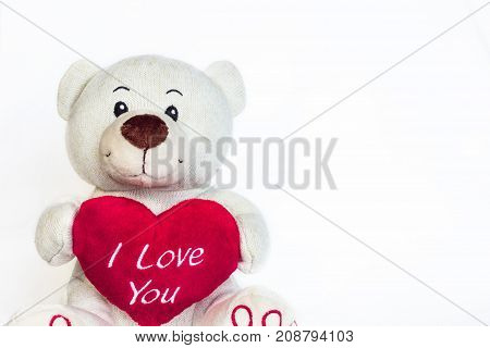 lovely white bear i love you on white background