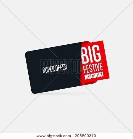 Big festive discount. Discount coupon. Sign isolated on white background. Vector illustration.