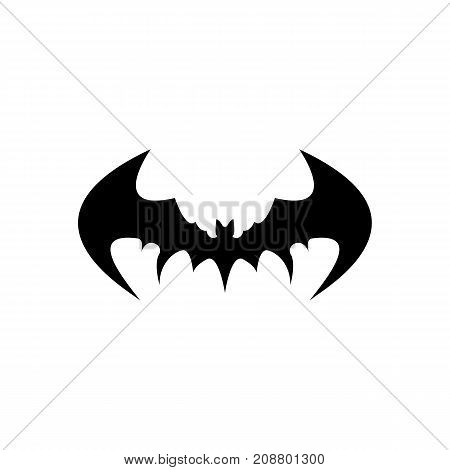 vector halloween black bat animal icon or sign isolated on white background. vector bat silhouette with wings. vector abstract bat tattoo art concept design template