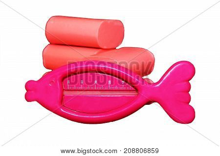 Pink Soap Isolated On White Background