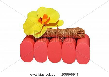 Pink Soap Isolated On White Background