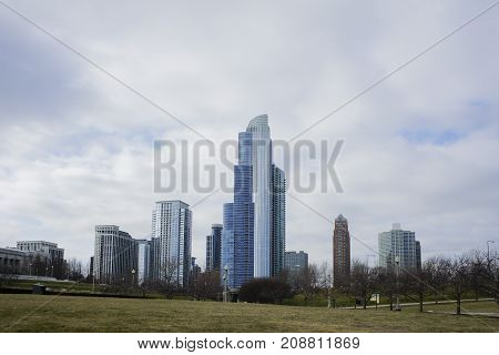 Skyscapers And Skylin Of Chicago From Milennium Park