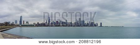 Skyscapers And Skylin Of Chicago And Lake Michigan From Milennium Park