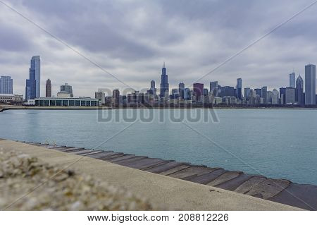 Skyscapers And Skylin Of Chicago And Lake Michigan From Milennium Park