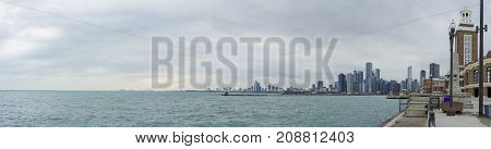 Skyscapers And Skylin Of Chicago And Lake Michigan From Milennium Park