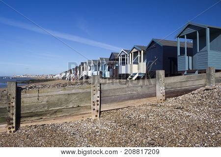 Beach Huts Thorpe Bay near Southend Essex England