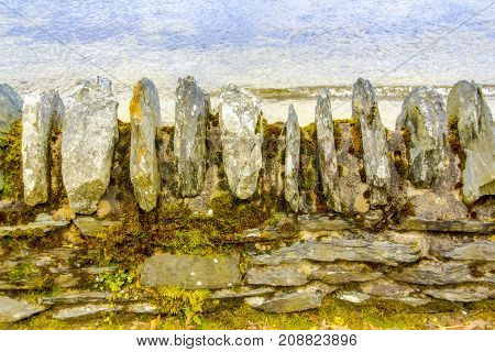 Abstract of rock wall and water at Loch Lomond in Scotland