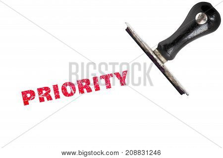 Priority Stamp Text With Stamper Isolated On White Document