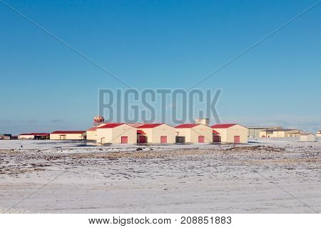 Iceland winter season with clear blue sky background