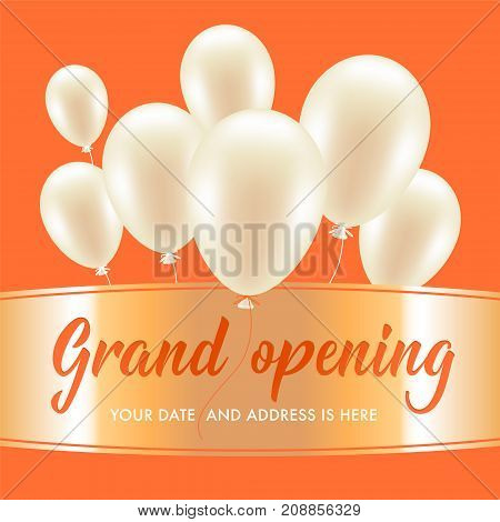 Grand opening vector background. Air balloons design element for poster or banner for opening ceremony