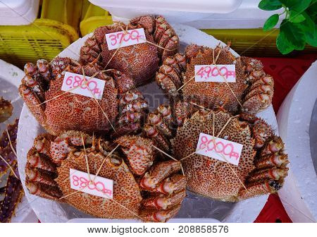 Crab At Asaichi Market In Hakodate, Japan