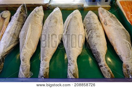 Frozen Salmon Fish At Local Market