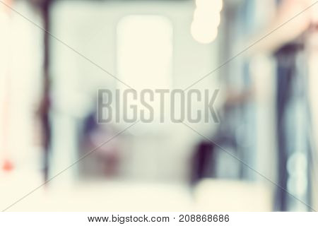 Blurred Background,people In Coffee Shop Blur Background With Bokeh Light With Vintage Filter