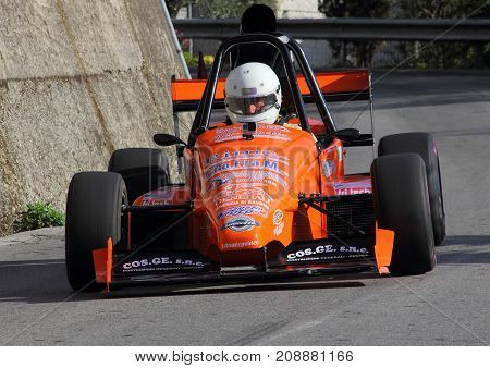 Chiavari Italy - October 10 2017: Speed ​​race uphill Chiavari-Leivi: Formula L.R. conducted in competition by Roberto Loda of the racing team Racing For Genova.