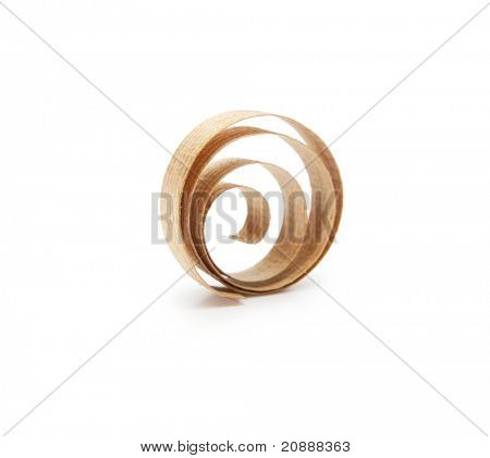 Spirale aus Holz Späne, isolated on White.