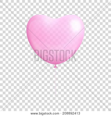 Heart shaped balloon transparent isolated. Heart shaped balloon transparent isolated on a transparent background for designers and illustrators. Romantic surprise in the form of a vector illustration