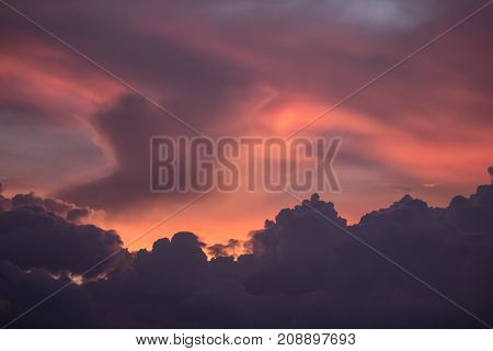 Beautiful blue sky. red day  weather At that time