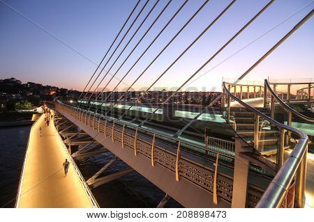 Golden Horn Metro Bridge In Istanbul, Turkey