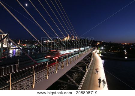 Golden Horn Metro Bridge In Istanbul, Turkey
