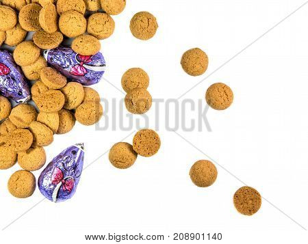 Scattered Bunch Of Pepernoten Cookies And Chocolate Mice