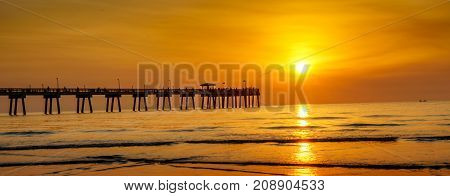 Sunrise at Dania Beach Pier South Florida.