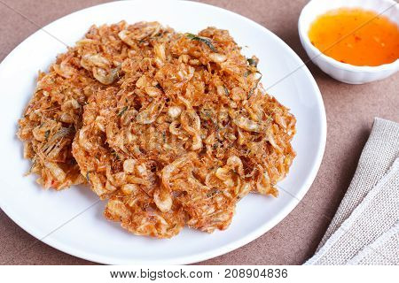 Thai street food Crispy shrimp, Fried Krill