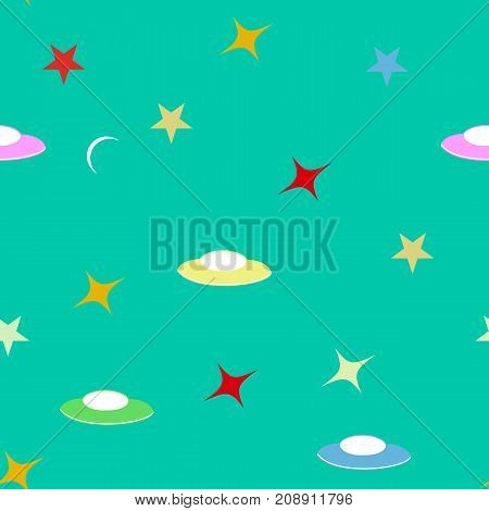 Seamless kids pattern on blue background. vector