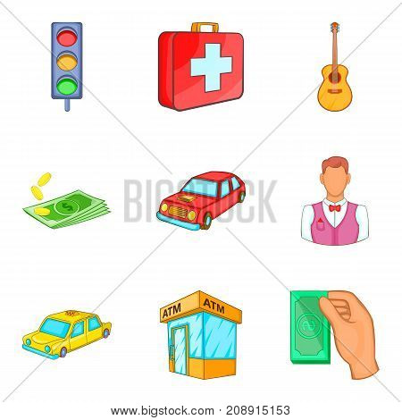 Monetary relation icons set. Cartoon set of 9 monetary relation vector icons for web isolated on white background
