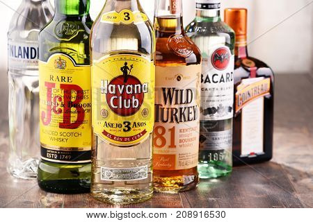 POZNAN POLAND - MAY 17 2017: Worldwide some 2 billion people use alcohol one of the most widely used recreational drugs on earth with yearly consumption of over 6 liters of pure alcohol per person