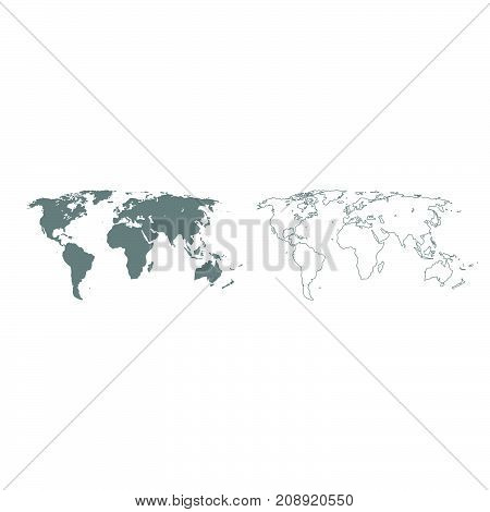 World Map Grey Set Icon .