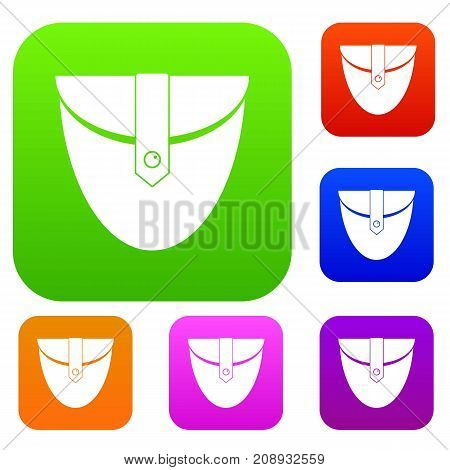 Small pocket patch set icon color in flat style isolated on white. Collection sings vector illustration