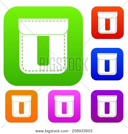 Black pocket set icon color in flat style isolated on white. Collection sings vector illustration
