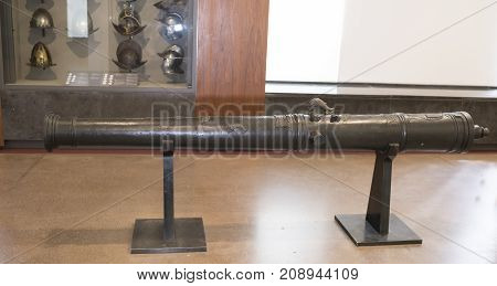 Paris; France- May 02; 2017: Cast metal cannon. Museum of Orsay