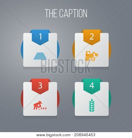 Icon Dacha Set Of Husbandman, Tractor, Meadow Vector Objects