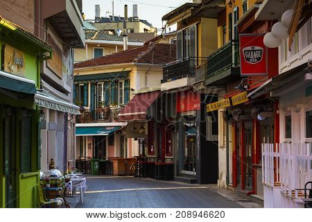 NYDRI, GREECE - OCTOBER 2, 2017: Architecture of the old town of Lefkada in Greece on October 2, 2017.