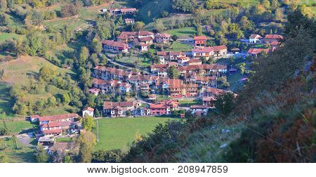 The village of Orle in the province of Asturias Spain in the Natural Park of Redes