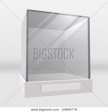 ว่างนิทรรศการหรือพิพิธภัณฑ์แก้วแสดงตู้จริงเวกเตอร์ภาพ