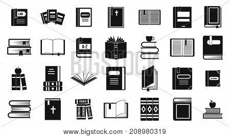 Books icon set. Simple set of books vector icons for web design isolated on white background